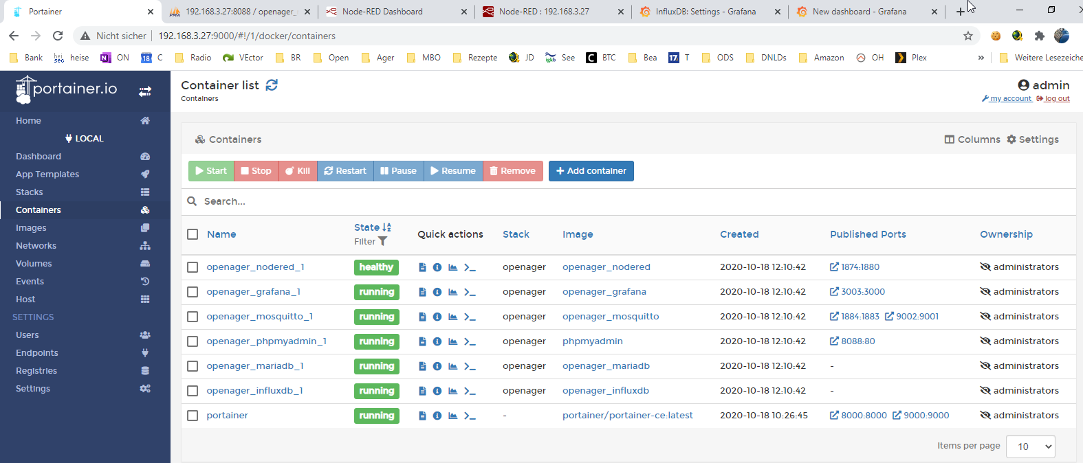 Docker Stack für den openAger